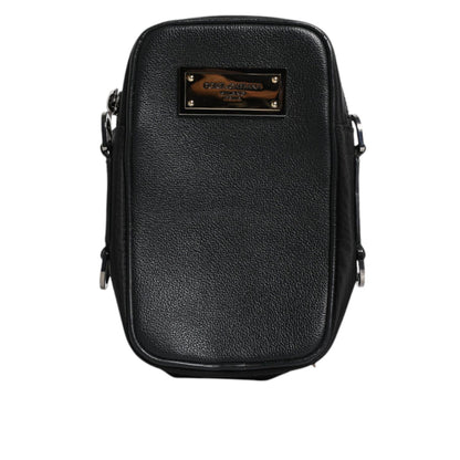 Dolce & Gabbana Black Grain Leather Logo Plaque Clutch Bag Dolce & Gabbana