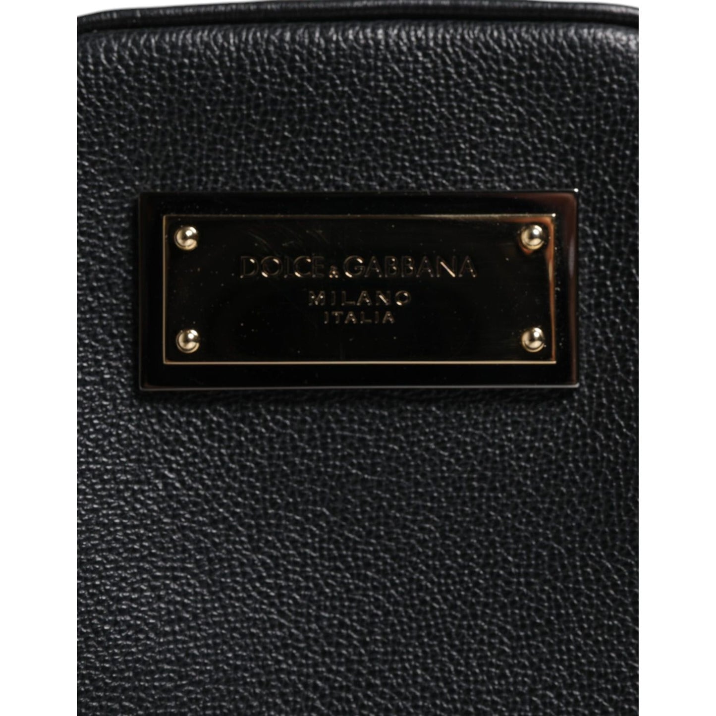 Dolce & Gabbana Black Grain Leather Logo Plaque Clutch Bag Dolce & Gabbana