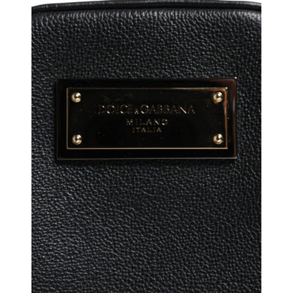 Dolce & Gabbana Black Grain Leather Logo Plaque Clutch Bag Dolce & Gabbana
