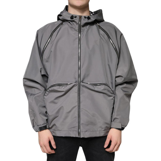 Dolce & GabbanaDolce & Gabbana Gray Polyester Hooded Men Full Zip Jacket1728,67345645728,Dolce & Gabbana,Gray,IT48 | M,Jackets - Men - Clothing,Material: 100% Polyester,Men,New with tags
