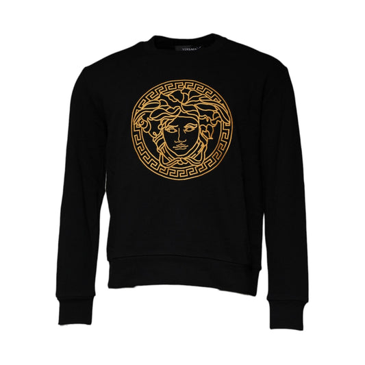 Versace Black Medusa Embroidery Crew Neck Pullover Sweater