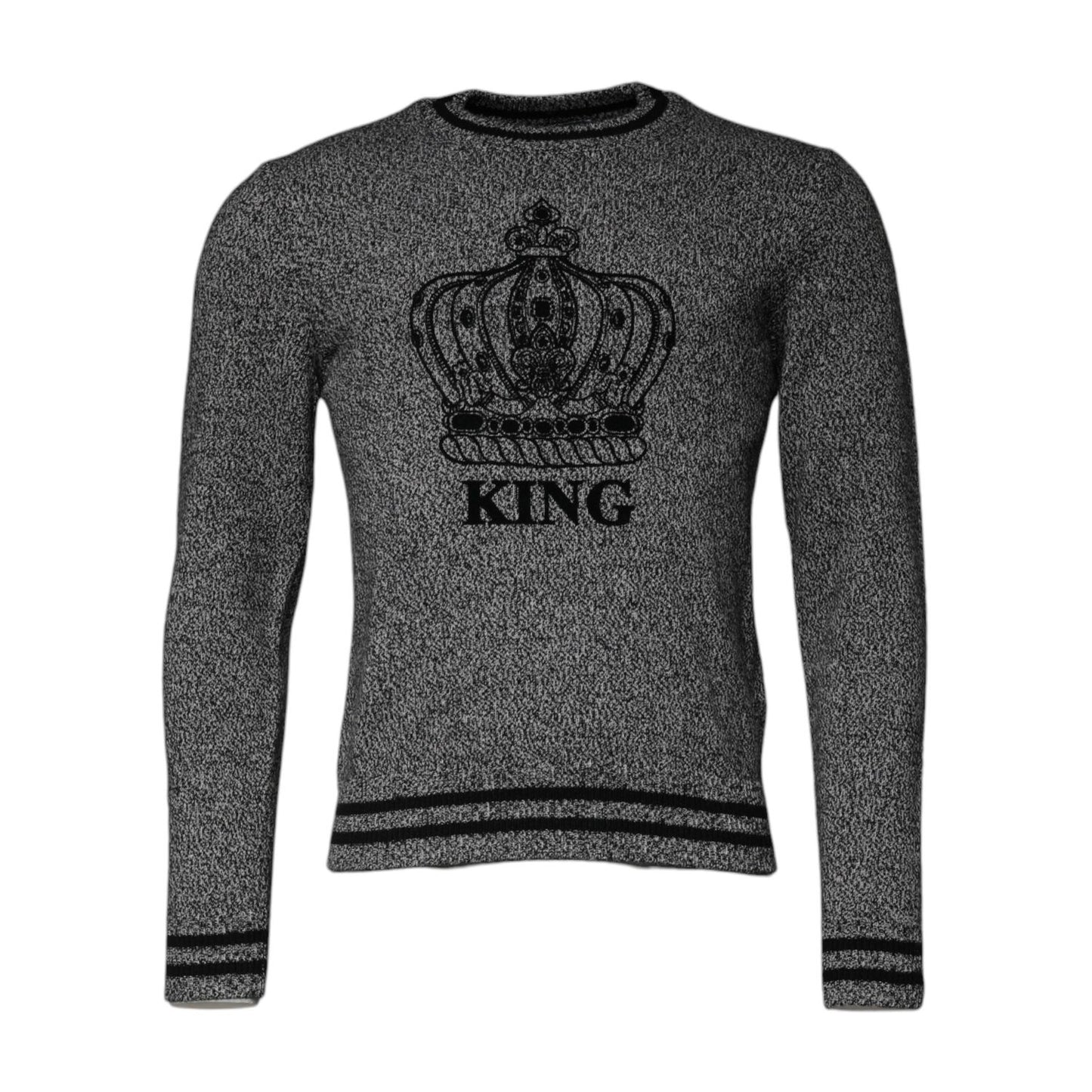 Dolce & Gabbana Gray Crown King Cashmere Pullover Sweater