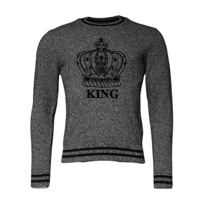 Dolce & Gabbana Gray Crown King Cashmere Pullover Sweater
