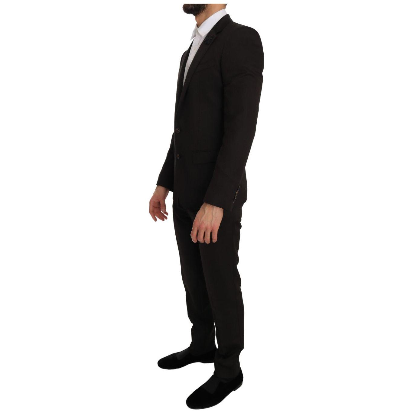 Dolce & Gabbana Brown Wool Crystal Bee Slim Fit MARTINI