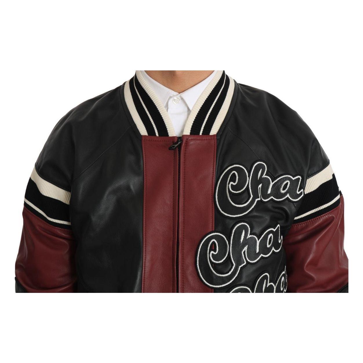 Dolce & Gabbana Leather Club Lounge Black Red Jacket