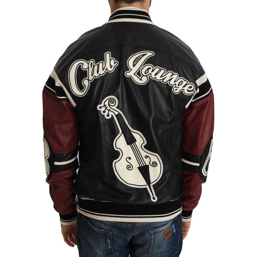 Dolce & Gabbana Leather Club Lounge Black Red Jacket