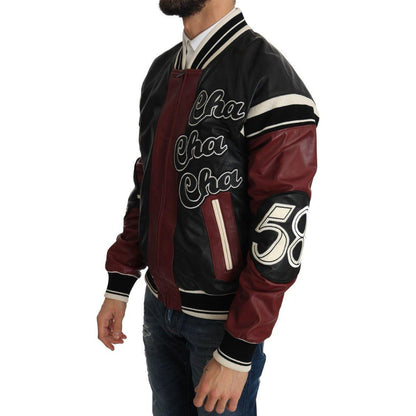Dolce & Gabbana Leather Club Lounge Black Red Jacket