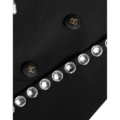 Dolce & Gabbana Black Crystal Double Breasted Blazer Jacket