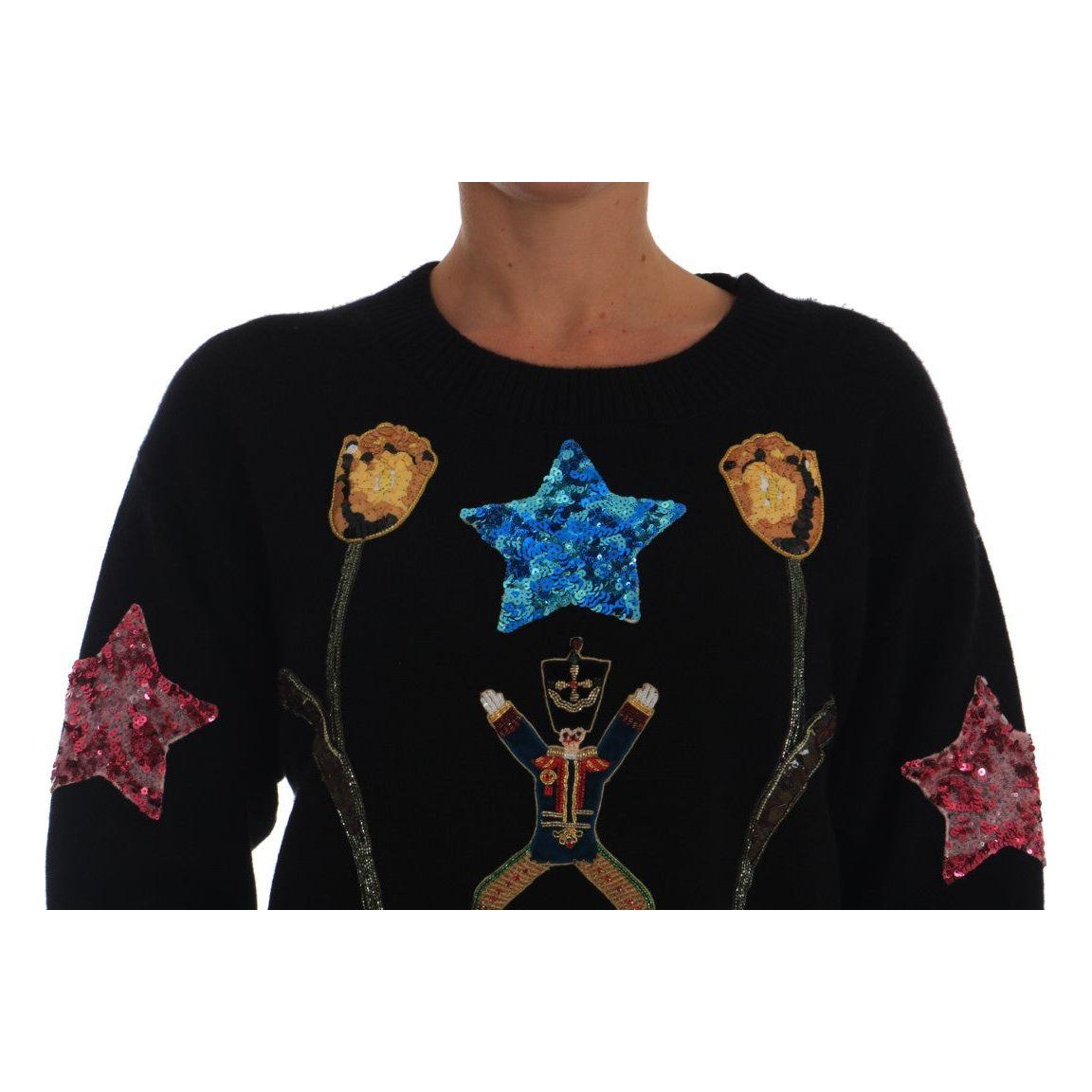 Dolce & Gabbana Fairy Tale Crystal Black Cashmere Sweater Dolce & Gabbana