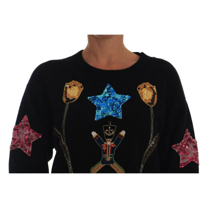 Dolce & Gabbana Fairy Tale Crystal Black Cashmere Sweater Dolce & Gabbana