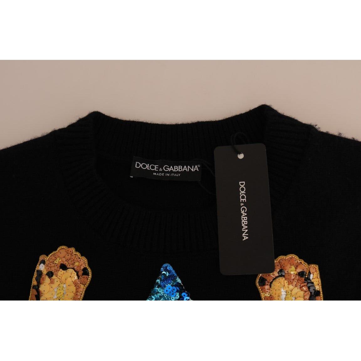 Dolce & Gabbana Fairy Tale Crystal Black Cashmere Sweater Dolce & Gabbana