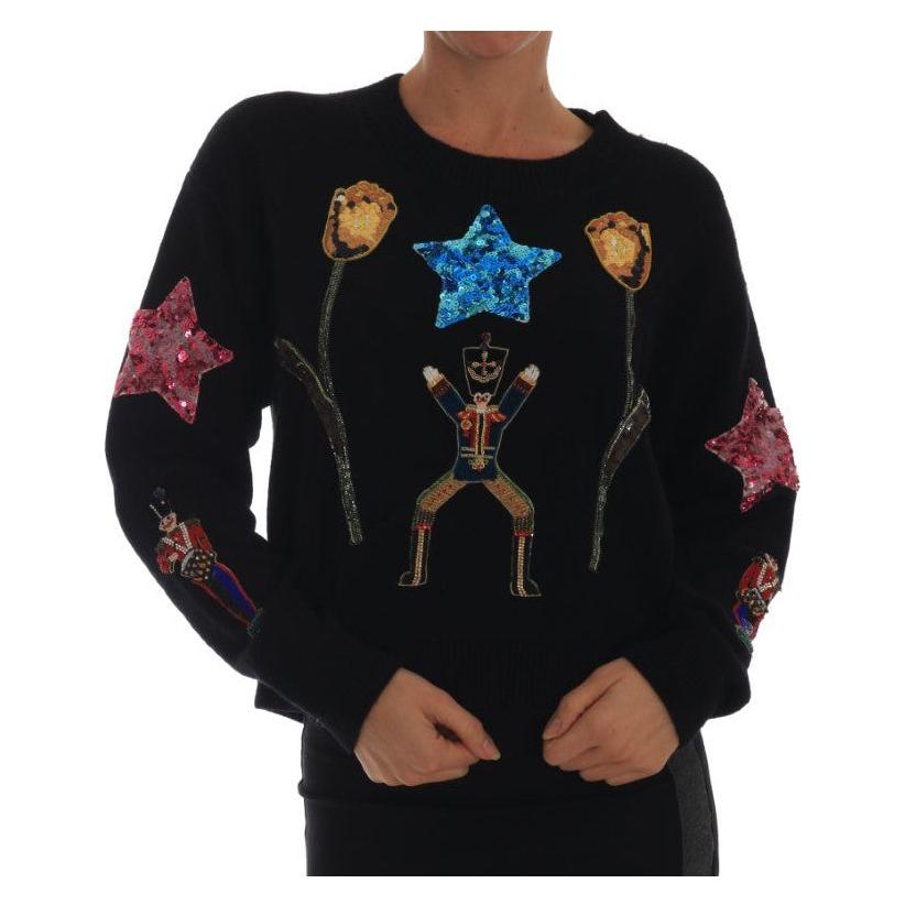 Dolce & Gabbana Fairy Tale Crystal Black Cashmere Sweater Dolce & Gabbana