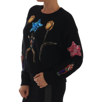 Dolce & Gabbana Fairy Tale Crystal Black Cashmere Sweater Dolce & Gabbana