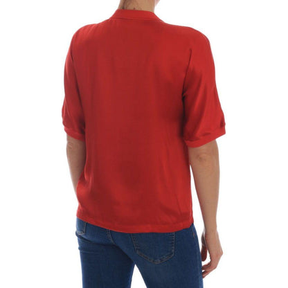 Dolce & Gabbana Red Silk Oranges Floral Crystal Blouse Dolce & Gabbana
