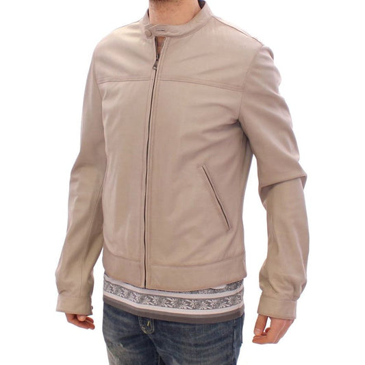 Dolce & Gabbana Elegant Beige Leather Lambskin Jacket Coats & Jackets Dolce & Gabbana