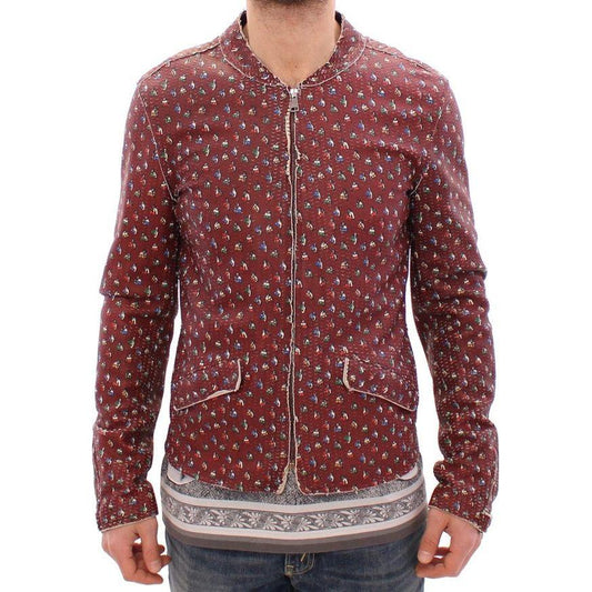 Dolce & Gabbana Bordeaux Leather Boxer Print Jacket Coat