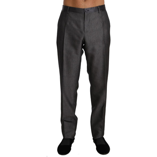 Dolce & Gabbana Elegant Patterned Gray Wool Blend Trousers Dolce & Gabbana