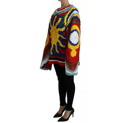 Dolce & Gabbana Multicolor Sun Ruffled Top Blouse Sweater