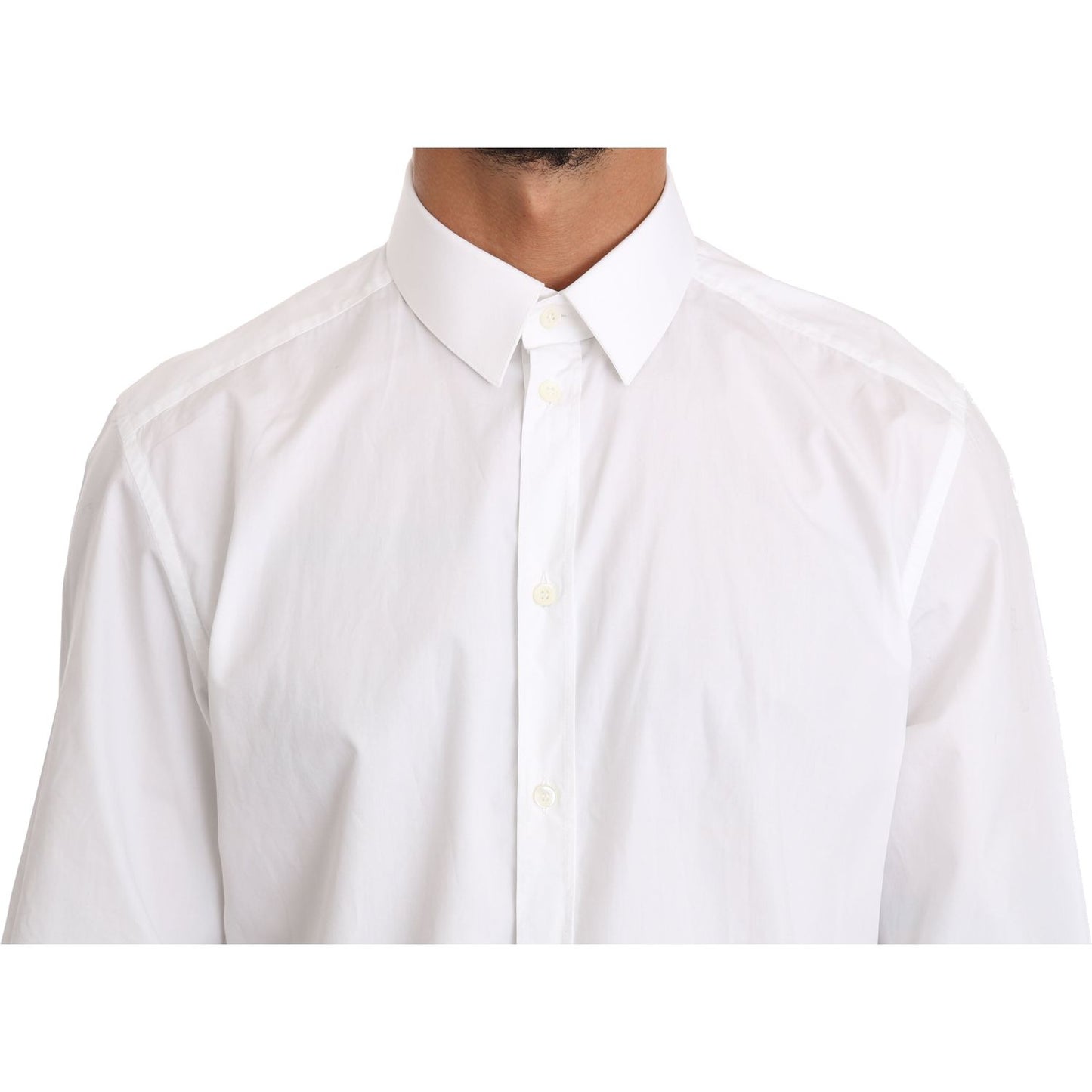 Dolce & Gabbana Elegant Slim Fit Dress Shirt in Pure White MAN SHIRTS Dolce & Gabbana