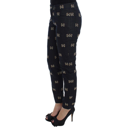 Dolce & Gabbana Blue Key Embroidered Slim Fit KATE Jeans Dolce & Gabbana