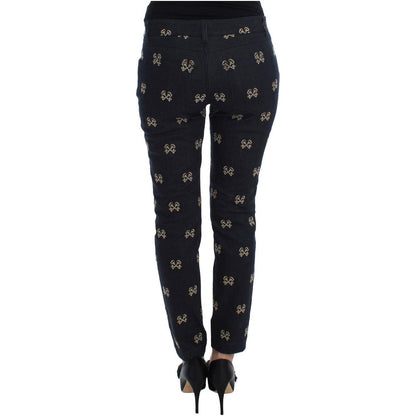 Dolce & Gabbana Blue Key Embroidered Slim Fit KATE Jeans Dolce & Gabbana