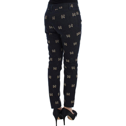Dolce & Gabbana Blue Key Embroidered Slim Fit KATE Jeans Dolce & Gabbana