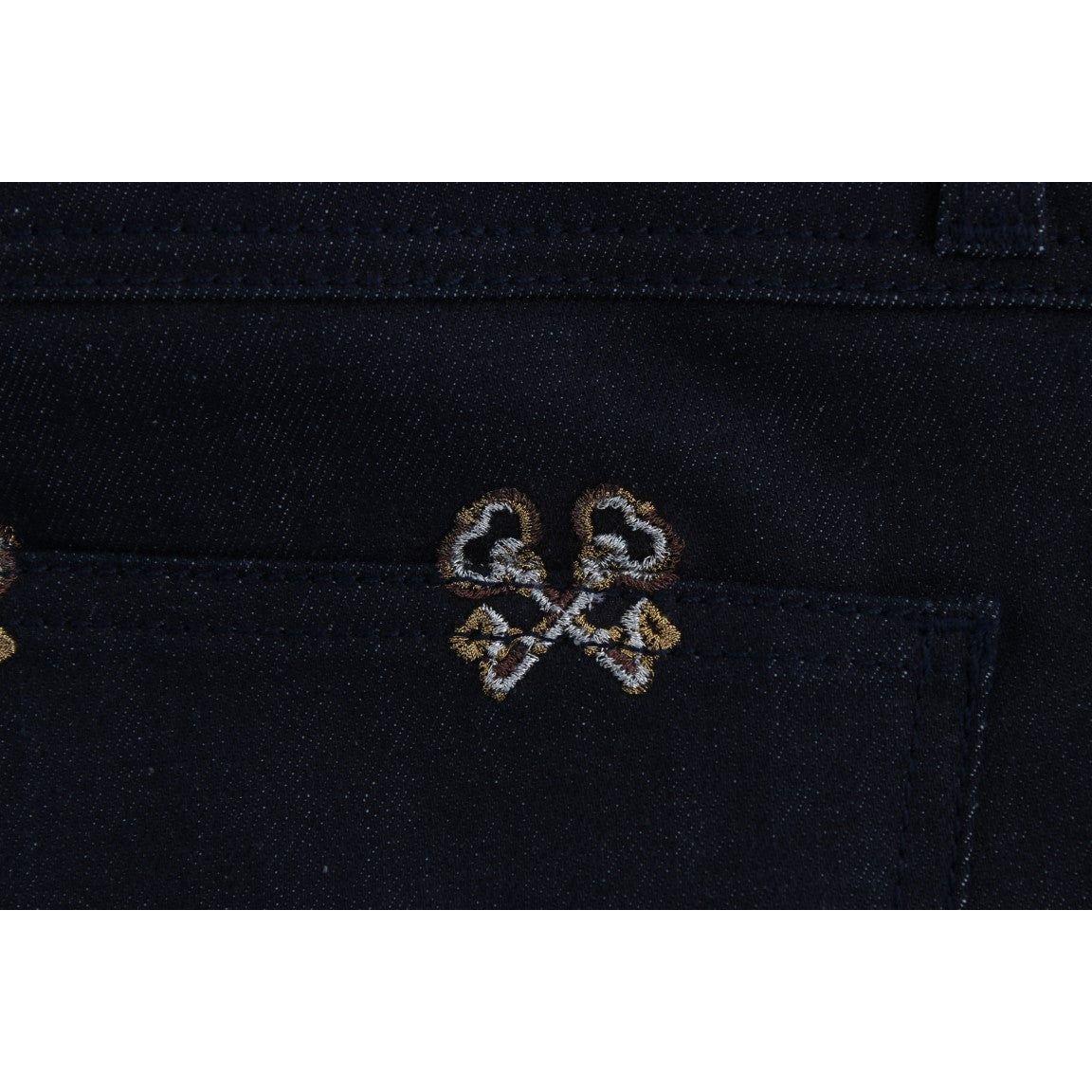 Dolce & Gabbana Blue Key Embroidered Slim Fit KATE Jeans Dolce & Gabbana