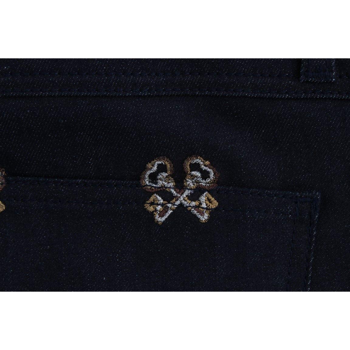 Dolce & Gabbana Elegant Embroidered Slim Fit Denim Jeans Dolce & Gabbana