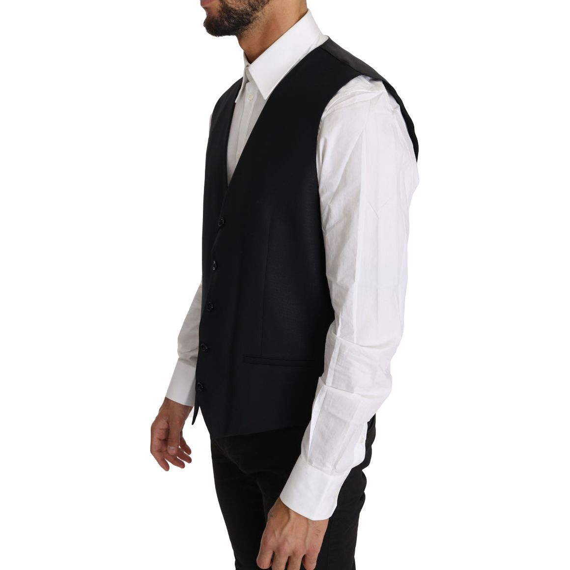 Dolce & Gabbana Elegant Gray Slim-Fit Wool-Silk Vest Dolce & Gabbana