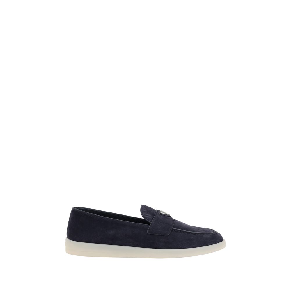 Prada Blue Calf Leather Bos Taurus Slip-On Loafers 1728,72470364320,Blue,EU 38 | US 5,EU39/US6,EU44/US11,Loafers - Shoes,Men,New with tags,Prada,Shoes,Slip-On Loafers - Loafers - Shoes