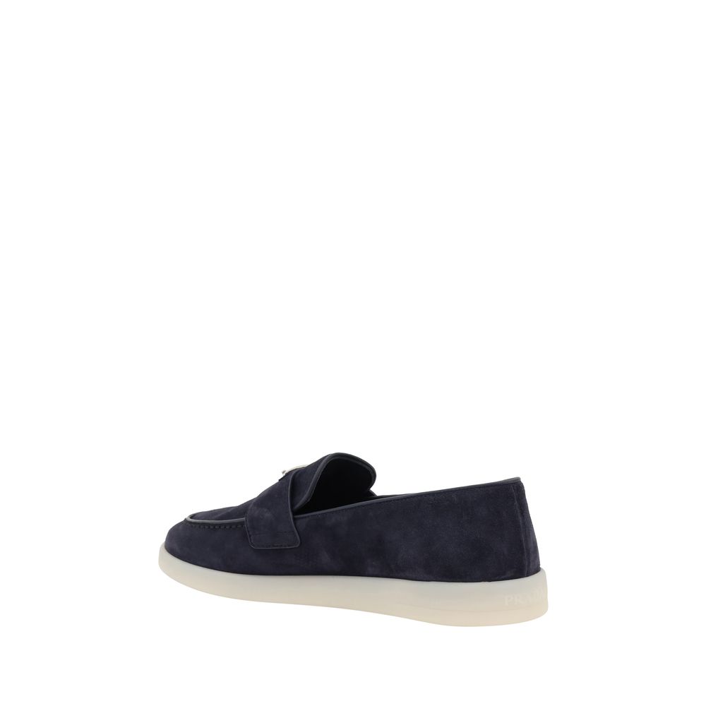 Prada Blue Calf Leather Bos Taurus Slip-On Loafers 1728,72470364320,Blue,EU 38 | US 5,EU39/US6,EU44/US11,Loafers - Shoes,Men,New with tags,Prada,Shoes,Slip-On Loafers - Loafers - Shoes