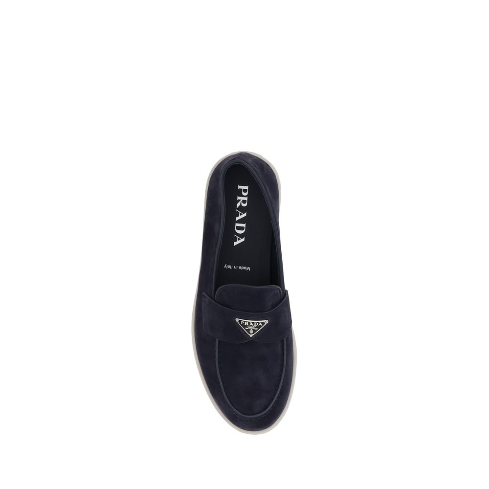 Prada Blue Calf Leather Bos Taurus Slip-On Loafers 1728,72470364320,Blue,EU 38 | US 5,EU39/US6,EU44/US11,Loafers - Shoes,Men,New with tags,Prada,Shoes,Slip-On Loafers - Loafers - Shoes