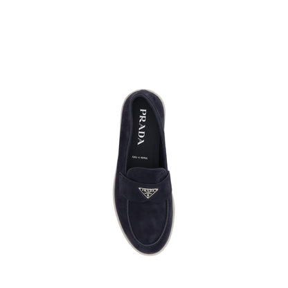Prada Blue Calf Leather Bos Taurus Slip-On Loafers 1728,72470364320,Blue,EU 38 | US 5,EU39/US6,EU44/US11,Loafers - Shoes,Men,New with tags,Prada,Shoes,Slip-On Loafers - Loafers - Shoes