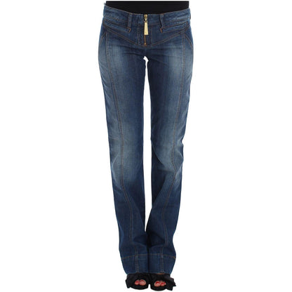 Cavalli Blue Wash Cotton Stretch Boot Cut Jeans Cavalli