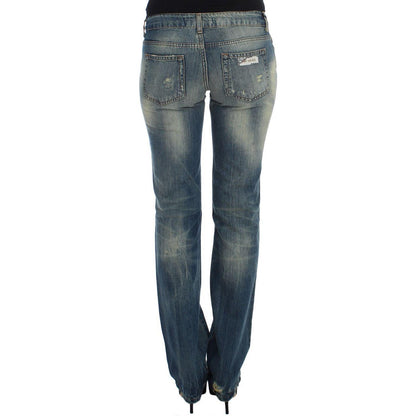 Cavalli Blue Cotton Low Waist Jeans Cavalli