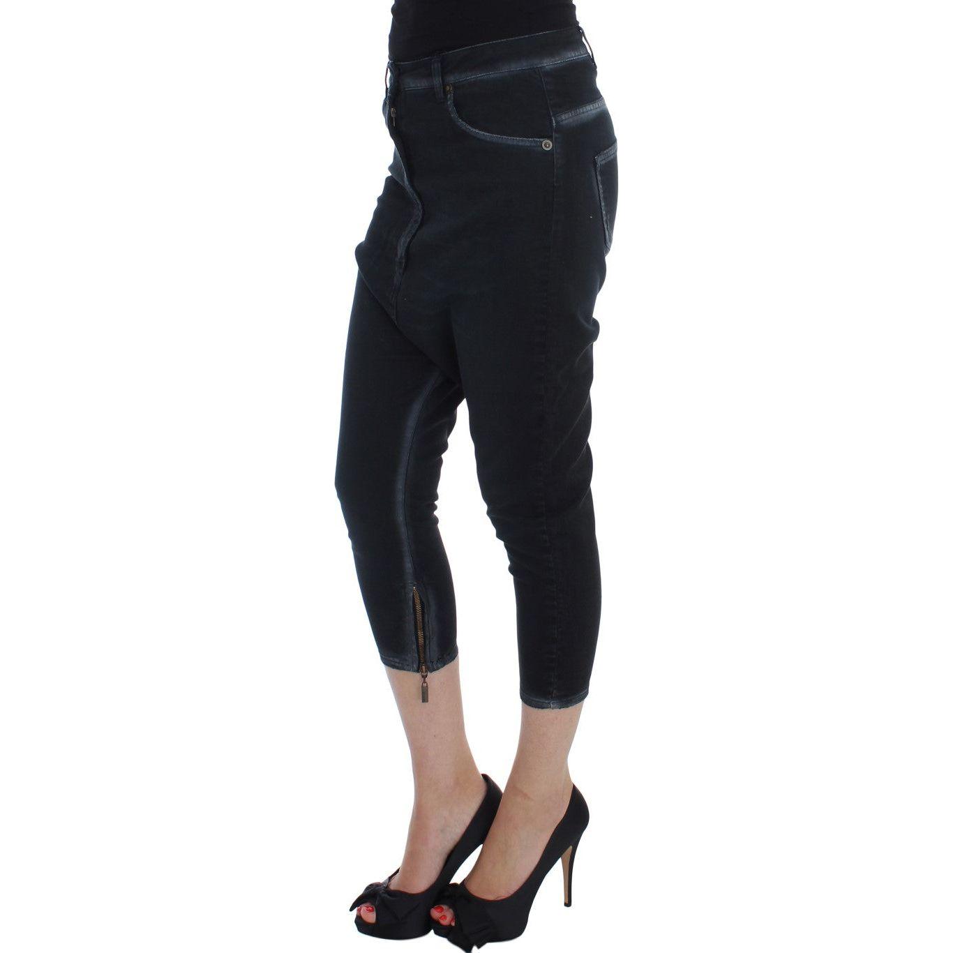 Cavalli Blue Cotton Stretch Baggy Relax Jeans Cavalli