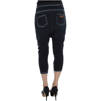 Cavalli Blue Cotton Stretch Baggy Relax Jeans Cavalli