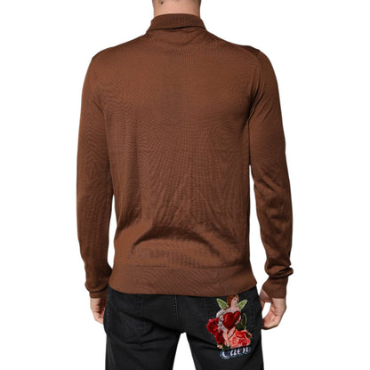 Dolce & Gabbana Brown Cashmere Turtleneck Pullover Sweater Dolce & Gabbana