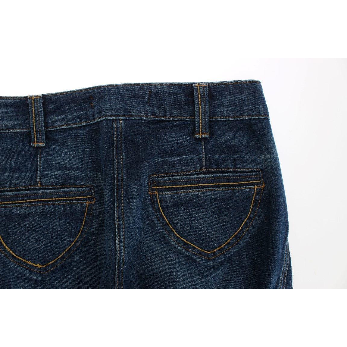 Cavalli Blue Cotton Stretch Low Waist Jeans Cavalli