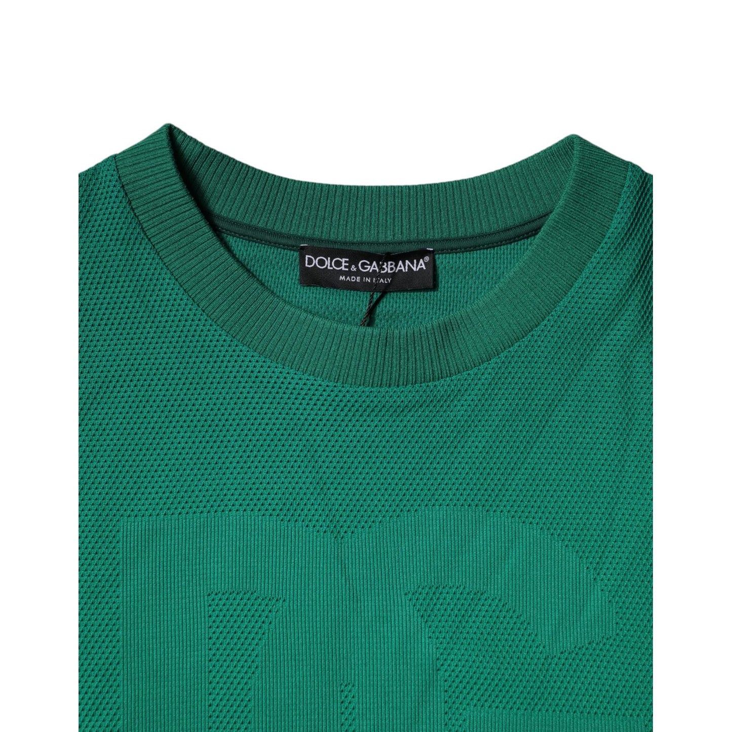 Dolce & Gabbana Green Logo Nylon Crew Neck Pullover Sweater
