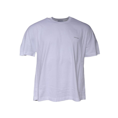 Balenciaga White Logo Cotton Crew Neck Short Sleeves T-shirt