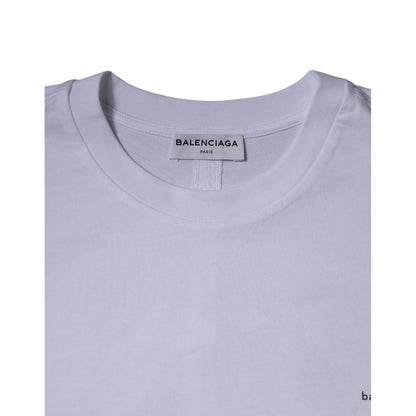 Balenciaga White Logo Cotton Crew Neck Short Sleeves T-shirt