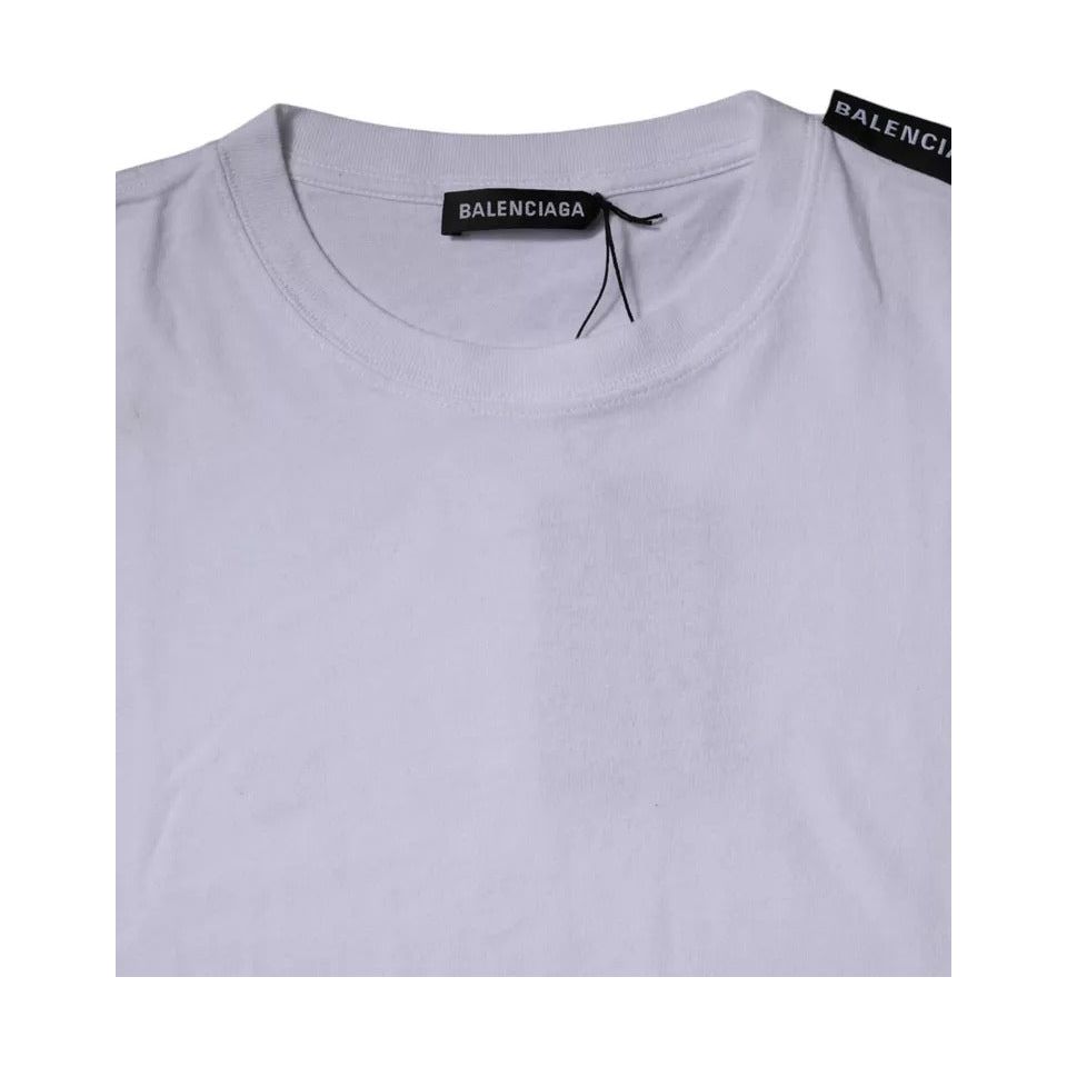 Balenciaga White Logo Cotton Jersey Crew Neck Short Sleeves T-shirt