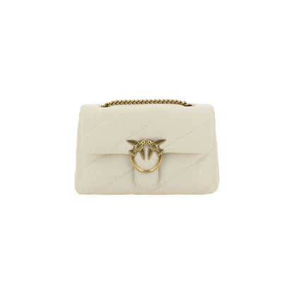 PINKO White Calf Leather Bos Taurus Shoulder Bag