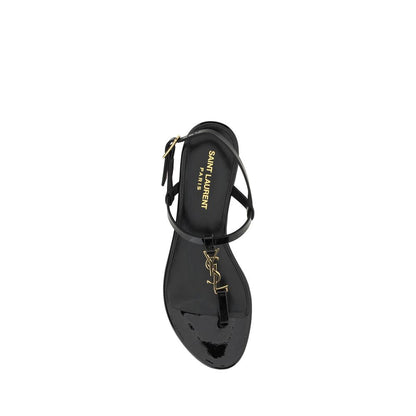 Saint Laurent Black Calf Leather Bos Taurus Flat Sandals