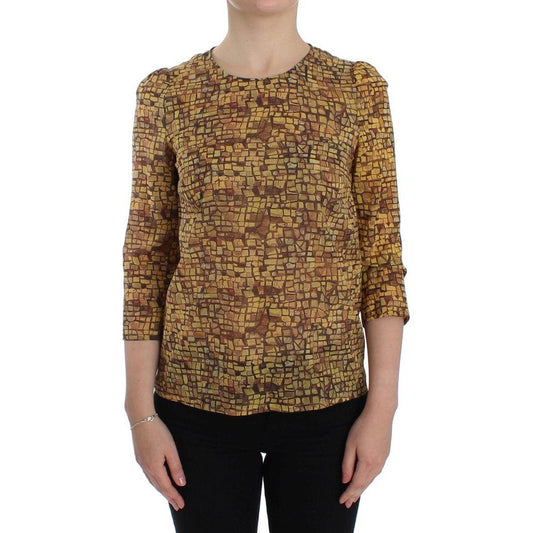 Dolce & Gabbana Multicolor Mosaic Print Silk Blouse T-shirt Dolce & Gabbana