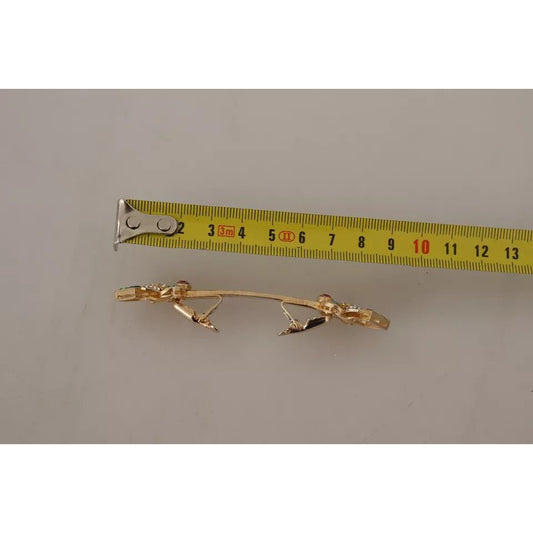Dolce & Gabbana Gold Plated 925 Sterling Silver Crystal Collar Stop Brooch