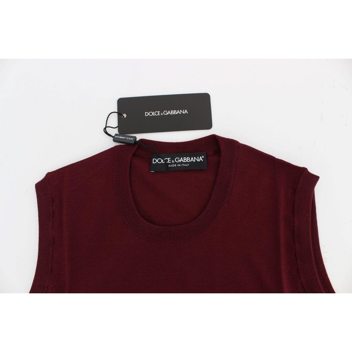 Dolce & Gabbana Red Sleeveless Crewneck Vest Pullover