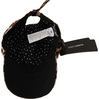 Dolce & Gabbana Brown Leopard Sequin Sicily Applique Baseball Hat Dolce & Gabbana