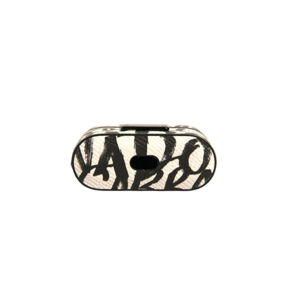 Dolce & Gabbana Black White Leather Scribble Embossed Logo Airpods Case